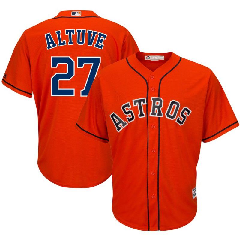 Men Houston Astros 27 Altuve Orange Game MLB Jersey